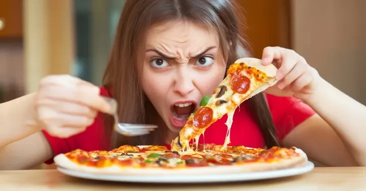 A woman eating pizza | Source: Amomama