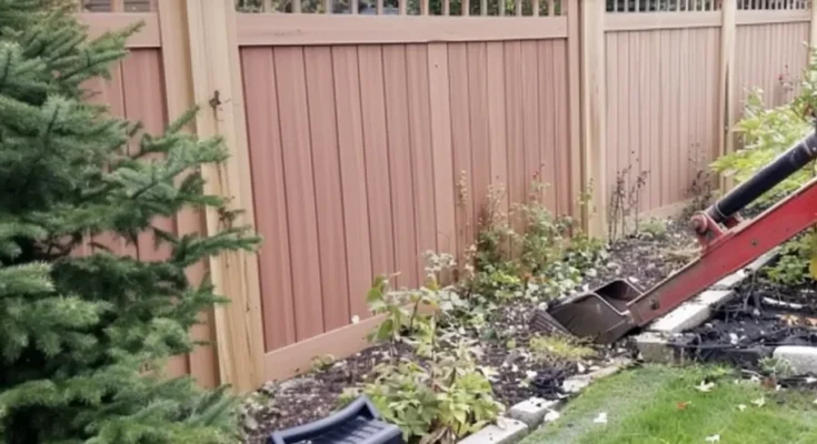 A machine working on a garden close to a wooden fence | Source: Amomama