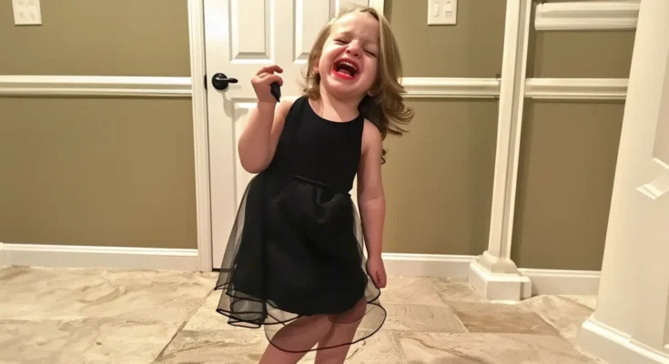 A little girl wearing a black dress and red lipstick | Source: Amomama