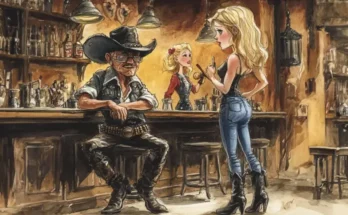 An illustration of a woman talking to a cowboy | Source: Amomama