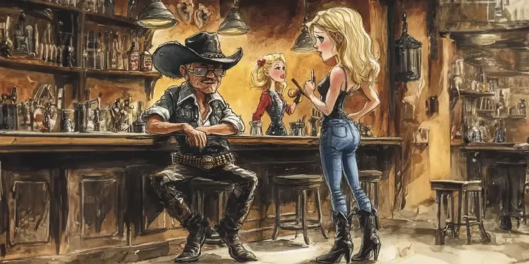 An illustration of a woman talking to a cowboy | Source: Amomama