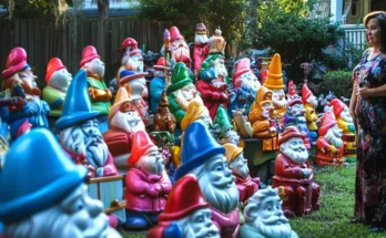 A woman looking at gnomes in her garden | Source: Amomama