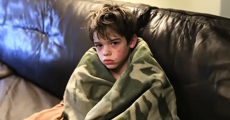 A boy with a dirty face wrapped in a blanket | Source: Amomama