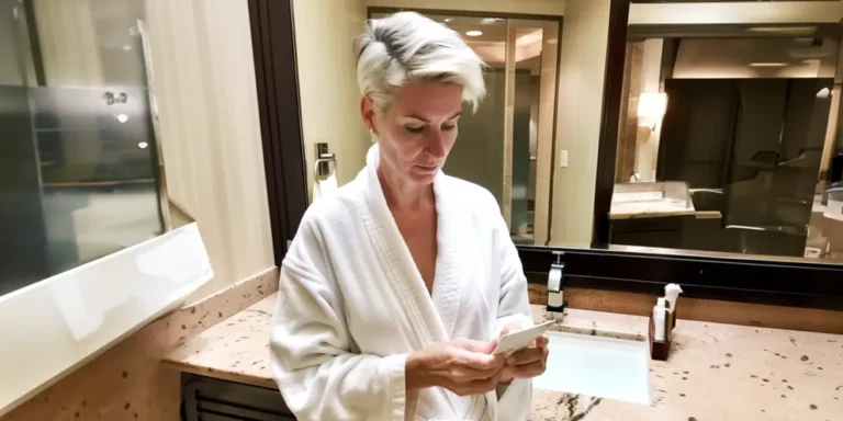 A woman reading a note in a hotel bathroom | Source: AmoMama