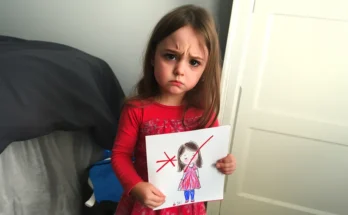 A sad little girl holding a drawing | Source: AmoMama