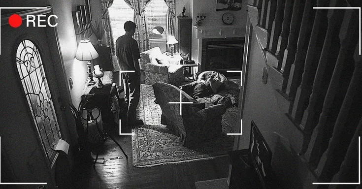 Camera footage showing a man standing in his house | Source: Midjourney