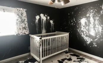 A ruined and messy baby's nursery repainted black | Source: AmoMama