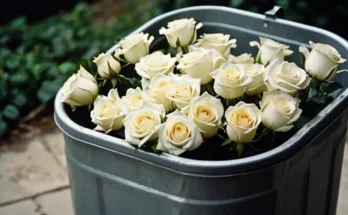 A bouquet of white roses in a trash can | Source: AmoMama