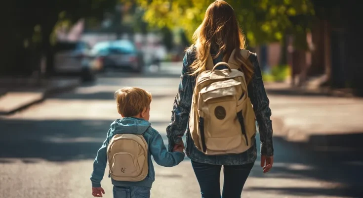 Mother taking her son to school | Source: Midjourney