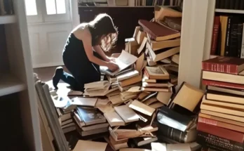 A woman in her destroyed library | Source: Amomama