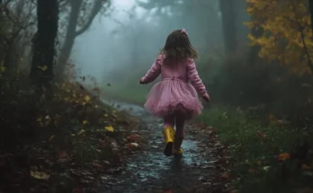 Little girl running away deep into the forest | Source: Midjourney