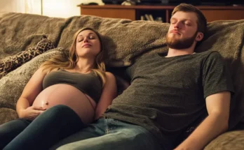 A man with a pregnant woman on the couch | Source: AmoMama