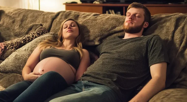 A man with a pregnant woman on the couch | Source: AmoMama