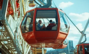 Family stuck in the gondola of a Ferris Wheel | Source: Midjourney