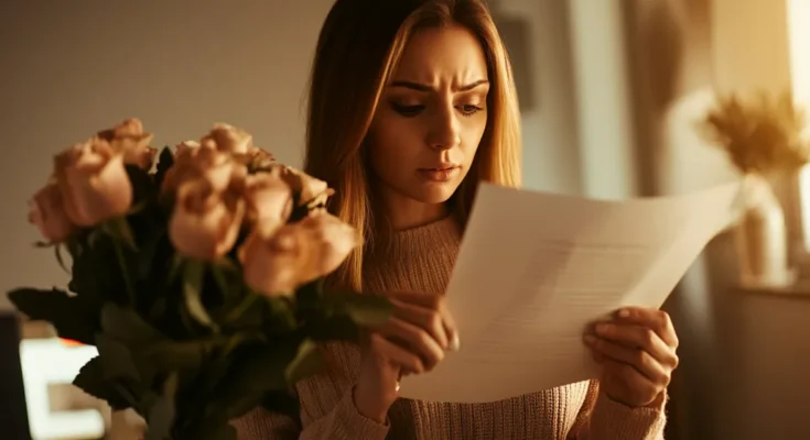 Woman reading a note | Source: Midjourney