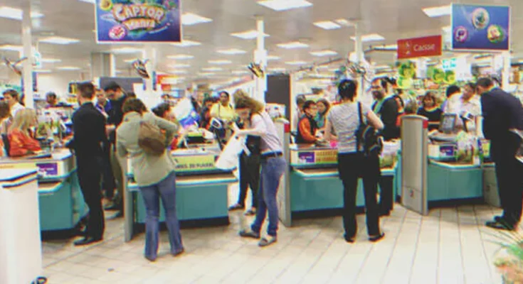 A crowded supermarket. | Source: Shutterstock