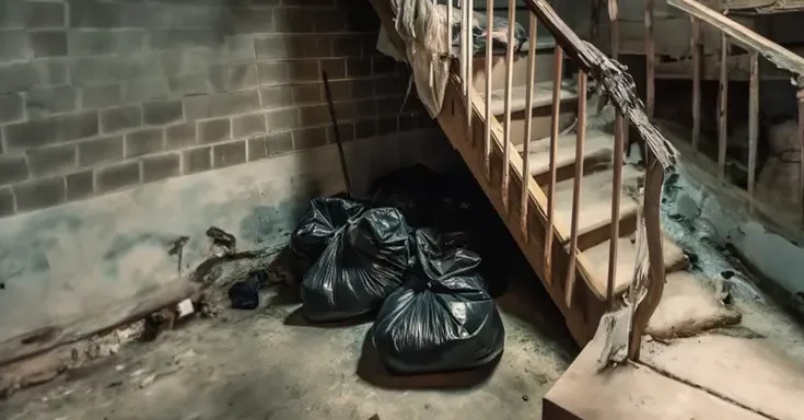 Three trash bags in a basement | Source: AmoMama