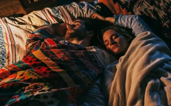 Couple sleeping in a hotel bed | Source: Midjourney