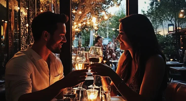 A couple sitting at a restaurant | Source: Midjourney