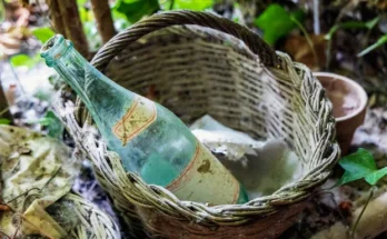 An old glass bottle in a basket | Source: Getty Images