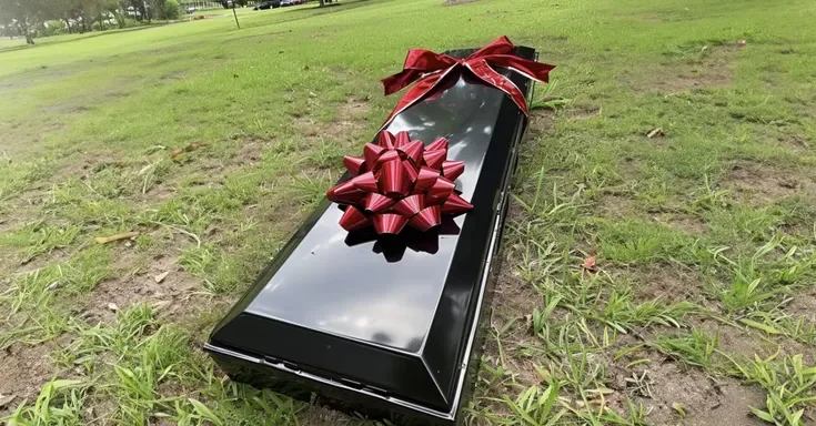 A coffin with a bow | Source: Amomama