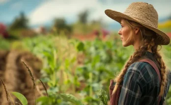 A woman in a hat on the farm | Source: Midjourney