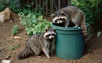 Two raccoons near a trash can | Source: AmoMama