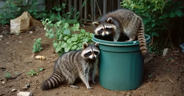 Two raccoons near a trash can | Source: AmoMama