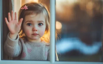 A little girl standing by the window and waving her hand | Source: AmoMama