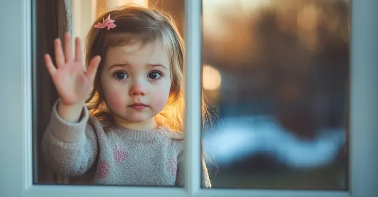 A little girl standing by the window and waving her hand | Source: AmoMama