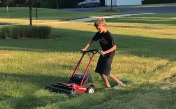 A boy moving the lawn | Source: Amomama