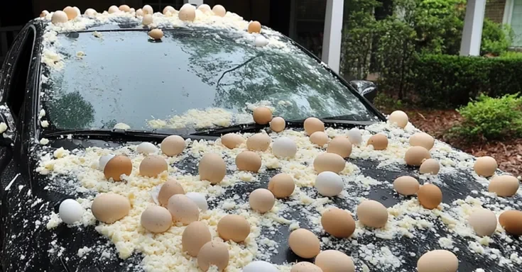 A car covered in eggs | Source: Amomama