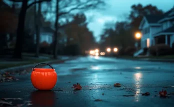 Plastic pumpkin on the road | Source: Midjourney