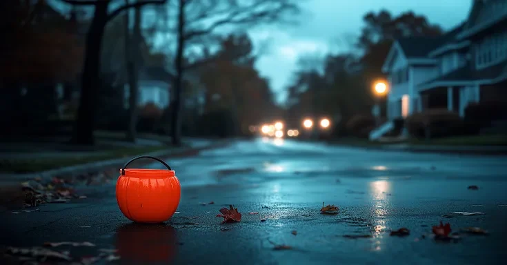 Plastic pumpkin on the road | Source: Midjourney