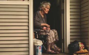 An elderly woman sitting in a doorway | Source: AmoMama