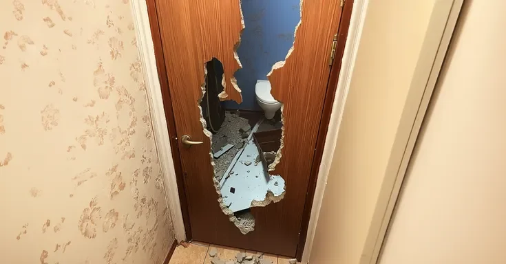 A broken bathroom door | Source: Amomama