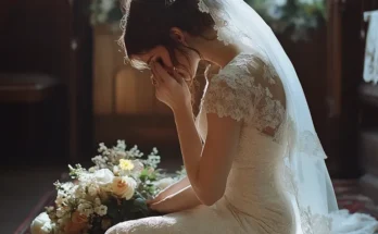 A bride crying on her wedding day | Source: Midjourney