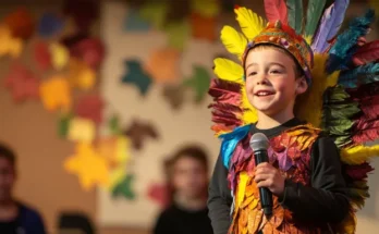 A boy in a turkey costume | Source: Midjourney