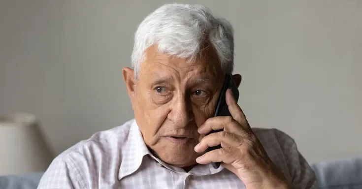 An older man talking on the phone | Source: Shutterstock