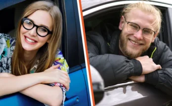 A happy woman leaning out of a car | A happy man leaning out of a car | Source: Shutterstock | Freepik.com/freepik