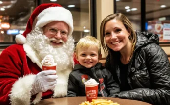 Santa with a mother and her son | Source: Midjourney