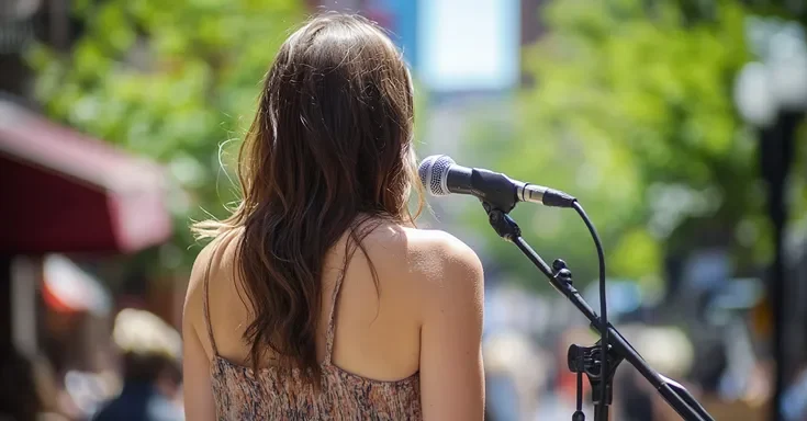 A woman standing near a mic | Source: AmoMama