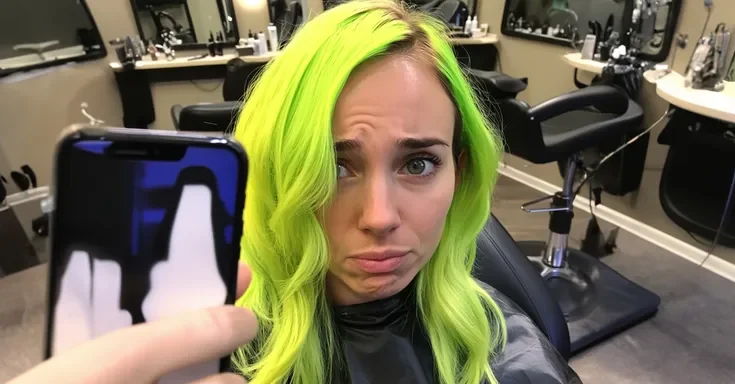 A woman at a salon with bright green hair | Source: Amomama