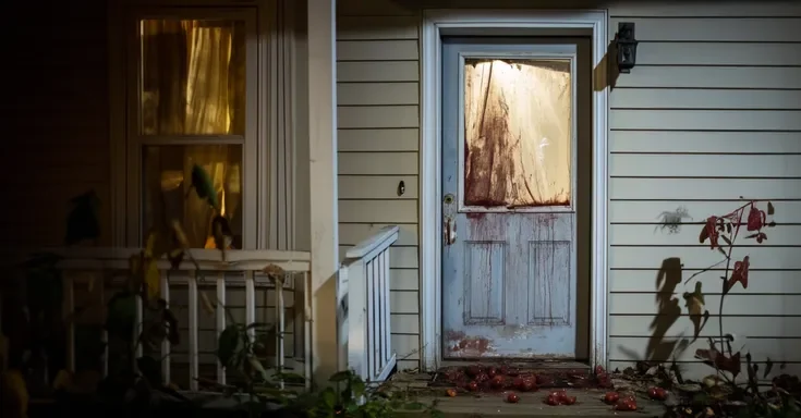 A door with streaks of tomato pulp | Source: AmoMama