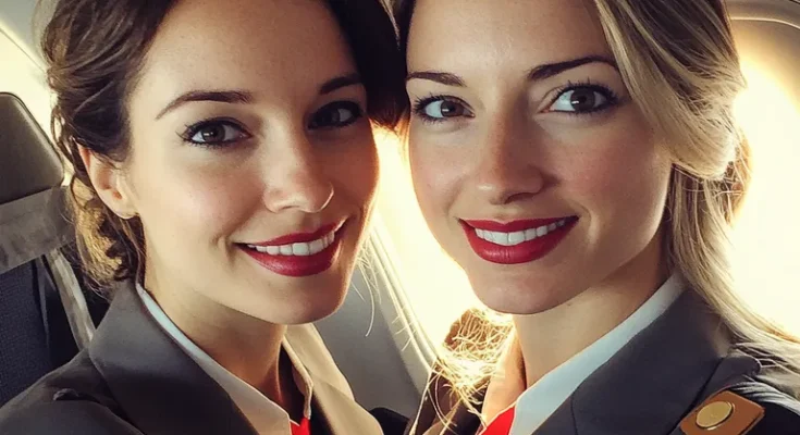 Stewardesses on an airplane | Source: Midjourney