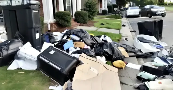 A front yard covered with boxes and trash bags | Source: Amomama