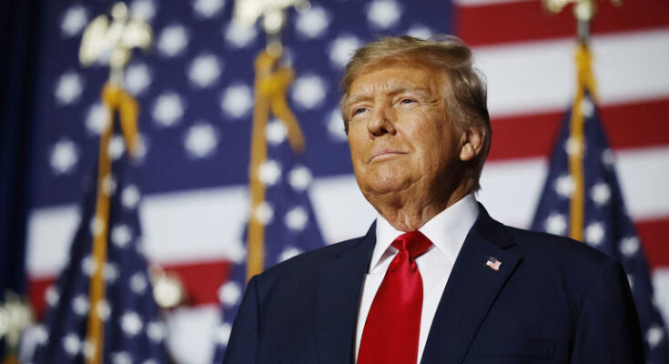 Former President Donald Trump at a caucus night event in Des Moines, Iowa, on Jan. 15.