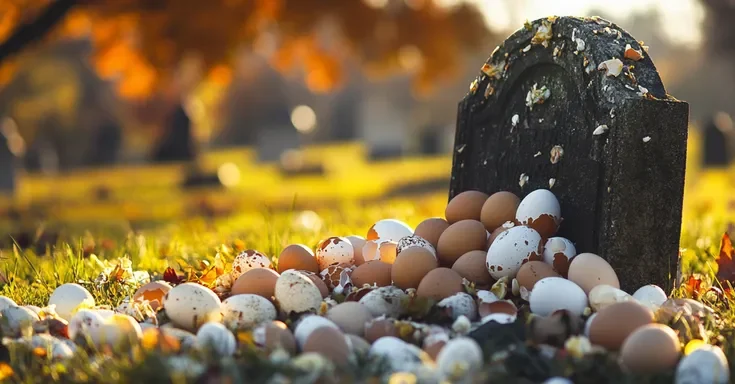 A grave covered in eggshells | Source: Amomama