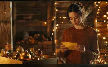 Woman reading a letter in a Christmas-decorated home | Source: Midjourney