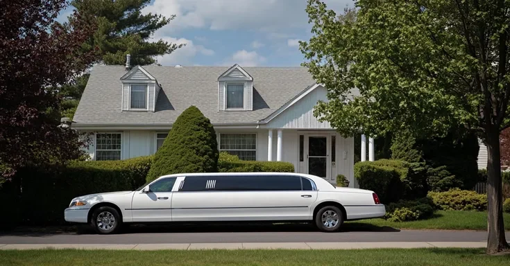 A white limousine parked outside a house | Source: Amomama